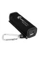 Black/Silver Laserable Leatherette 2200 mAh Power Bank with USB Cord - GFT1142